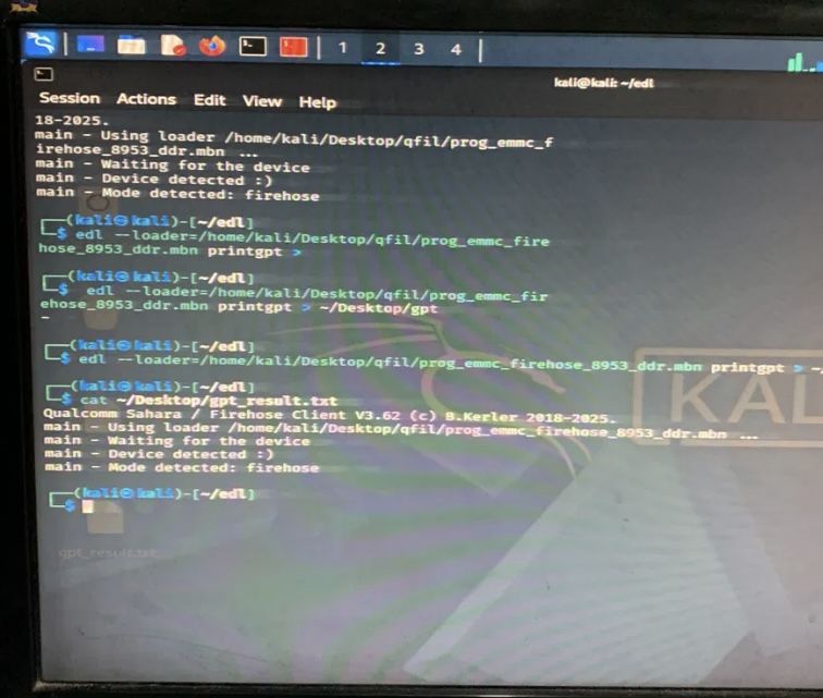 Running printgpt through the edl tool and writing the output to a file